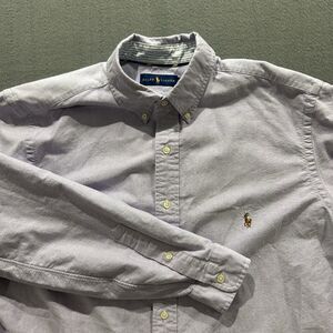 Polo Ralph Lauren Shirt Mens Large Tall Purple Flesh Pony Oxford Long Sleeve